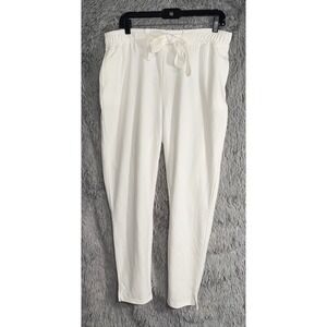 ReVamped White Wide Leg Elastic‎ Waist Tie Waist Pants L G